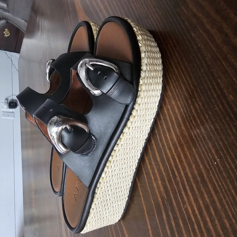 Aerosoles Black Sandals with Silver Buckles - Picture 2 of 5